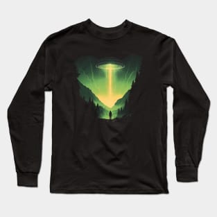 Green UFO, Forest Abduction Long Sleeve T-Shirt